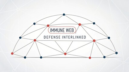 Immune Web Concept Design Showing Interconnected Defense Mechanisms in a Biological Network of Nodes and Connections