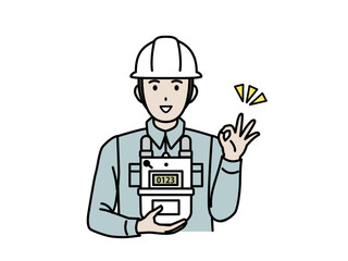 ガスメーターの交換をする業者のイラスト