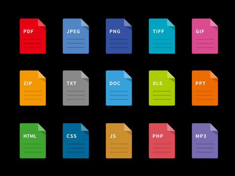 Premium File Format Vector Icon Collection for Dark Mode UI and Tech Applications - High Contrast Set