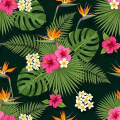 Tropical Floral Pattern - Vibrant Hibiscus and Exotic Bird of Paradise. © Bakol