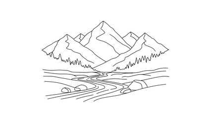 Winter snowy mountain landscape vector illustration