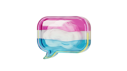3D Speech Bubble Icon with Cloud and Water