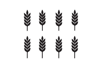 Fototapeta premium Wheat ear icons set vector silhouettes. Black wheat spikelet vector collection. Set of wheat stalk. Cereal plant silhouettes. Wheat silhouettes. Wheat vector icons. Design eps
