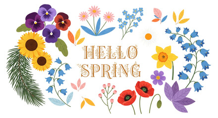 Spring Flowers Border for Website Design, Social Media, Greeting Cards, Joyful Celebration, Fresh Start