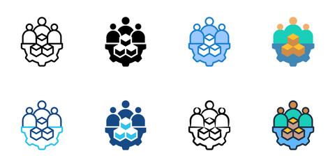 Vendor Management icons set multiple style collection. Editable stroke 
