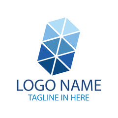 Fototapeta premium Blue diamond gradient mosaic sign logo vector. Crystal gem shape