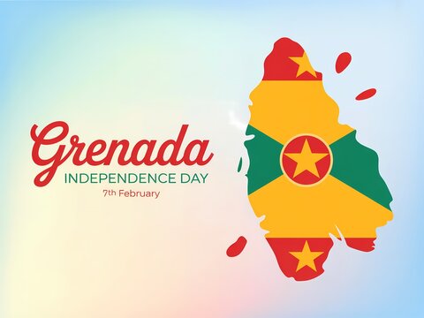 Grenada independence day celebration with colorful national flag design elements