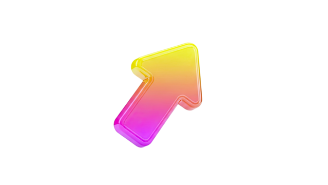 3D glossy arrow with pink and yellow gradient - Powered by Adobe