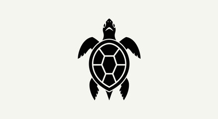 Obraz premium Black and white turtle silhouette isolated on white background vector art