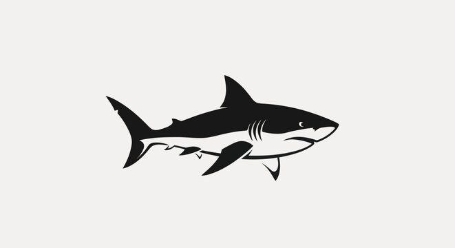 Black and white shark silhouette illustration for design and branding