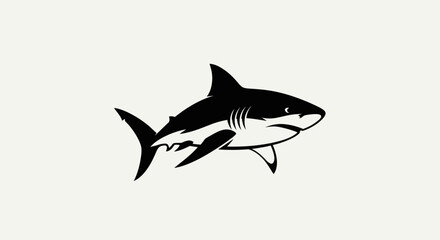 Obraz premium Black and white shark illustration on white background vector design
