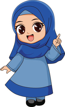 chubby character moslem girl in jilbab