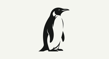 Black and white penguin illustration on white background isolated design © Sastro