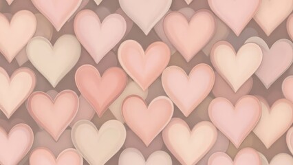A pattern of pastel-colored hearts on a textured background, evoking themes of love and affection.