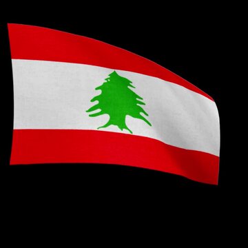 Lebanon National Flag Close-Up Realistic Waving Video National Flag Animation