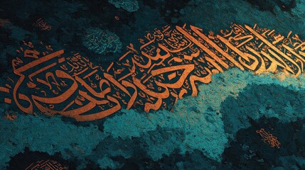 Modern Quranic verse calligraphy with glowing textures, abstract Islamic art combining tradition and digital design for sacred visual expression