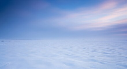 Fototapeta premium Icy Plain Under Pastel Sky In Open Landscape