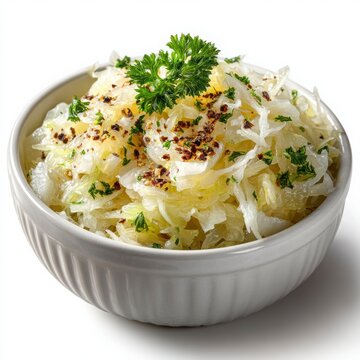 Fresh Shredded Cabbage Salad with Herb Garnish and Seasoning