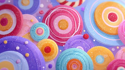 Colorful Swirls and Circles with Glitter in a Dreamy Background