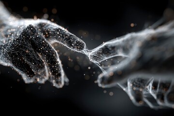 Artistic Representation of Two Hands Touching in Digital Style