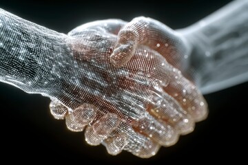 Digital Handshake Symbolizing Partnership and Collaboration in Technology