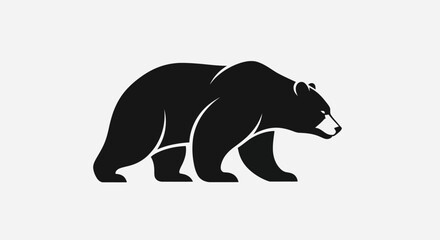 Obraz premium Black bear silhouette on white background illustration for design elements