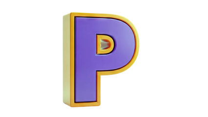 3D Purple Letter P with Orange Outline