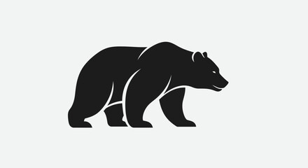 Obraz premium Black bear silhouette on white background design element illustration