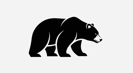 Obraz premium Black bear silhouette on white background graphic design