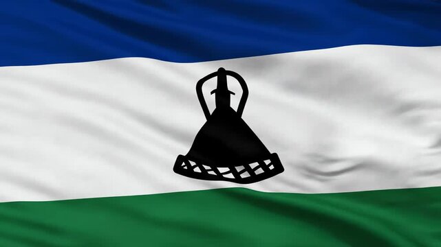 National Flag of Lesotho Waving Proudly in a Gentle Breeze