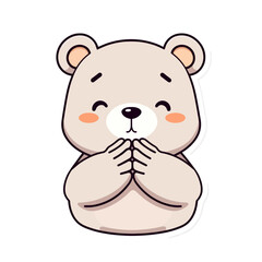 Cute Cartoon Bear with Hands Together