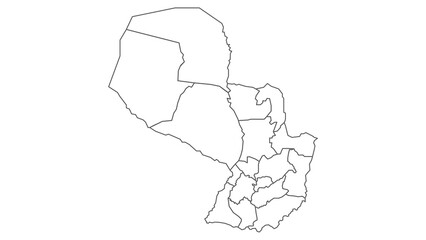 Map of Paraguay with detailed country map, line map.