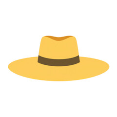 a yellow hat with a brown band