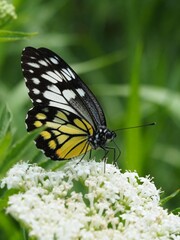 Fototapeta premium Butterfly on white flower