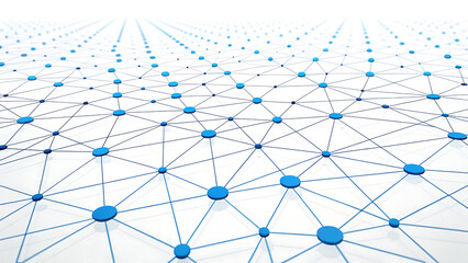 Abstract Blue Network Grid of Connected Dots and Lines, Futuristic Technology Concept