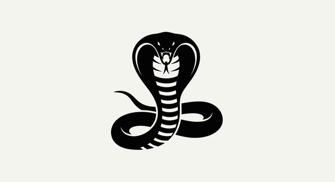 Black cobra snake silhouette against cream background vector illustration