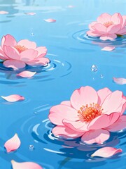 Pink flowers floating on water