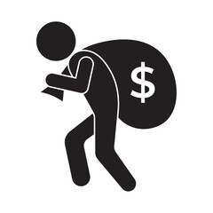 money robber flat icon vector