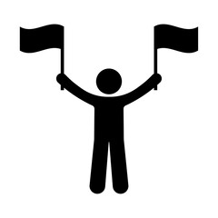 flat icon vector of people holding two flags