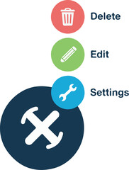 Obraz premium Digital Interface Element with Settings, Edit, and Delete Options Displayed