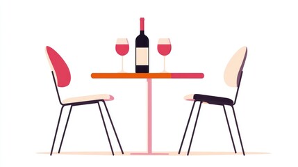 Two chairs at a table with wine