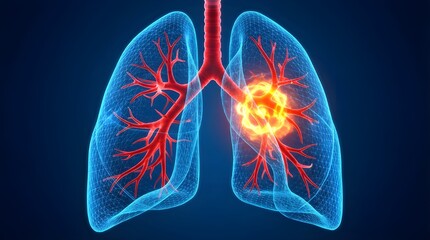 Obraz premium 3D Render of Human Lungs and Bronchial Tree with