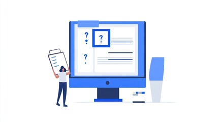 Woman reviewing questions on a computer