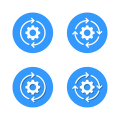 Gear reload icon with shadow. System update, process cycle, and settings symbol