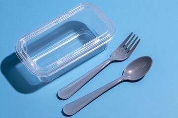 Plastic containers and cutlery placed nearby indicate , micro plastic contamination in food concept .