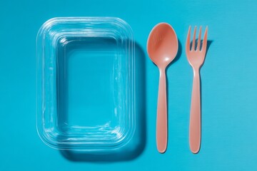 Plastic containers and cutlery placed nearby indicate , micro plastic contamination in food concept .