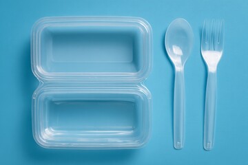 Plastic containers and cutlery placed nearby indicate , micro plastic contamination in food concept .