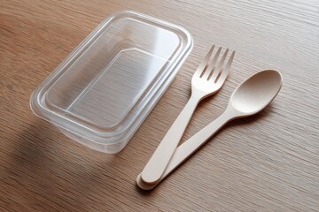 Plastic containers and cutlery placed nearby indicate , micro plastic contamination in food concept .