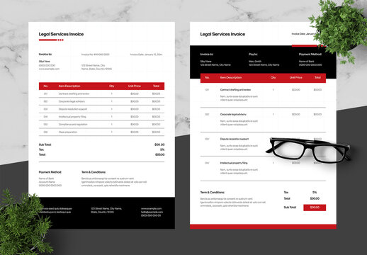 Red And Black Invoice
