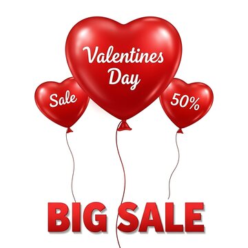 Red heart shape balloons valentines day big sale announcement